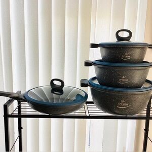 Life Stride Non-Stick Cookware Set - Black and Blue